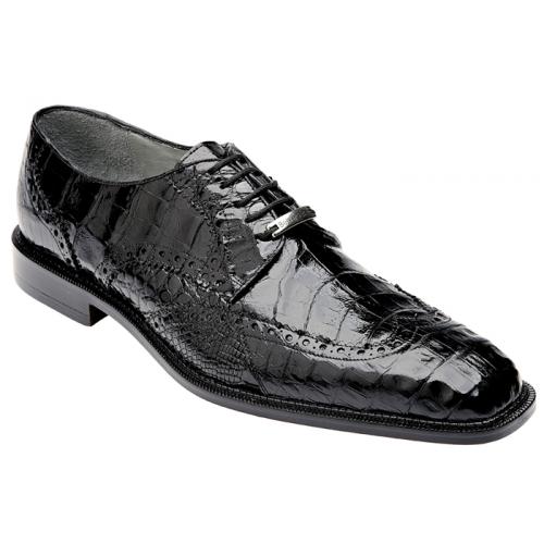 Belvedere "Venice" Black All-Over Genuine Crocodile Shoes 1469